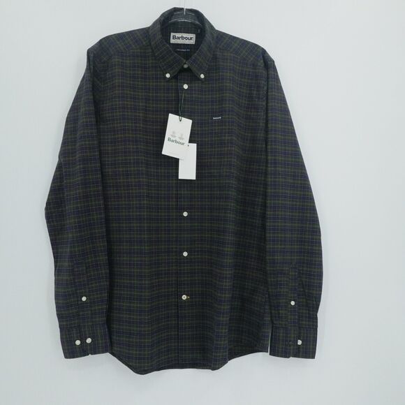 Barbour Shirt Mens Small Green Tartan Plaid Tailored Fit Stretch Casual Preppy‎ - Picture 1 of 15